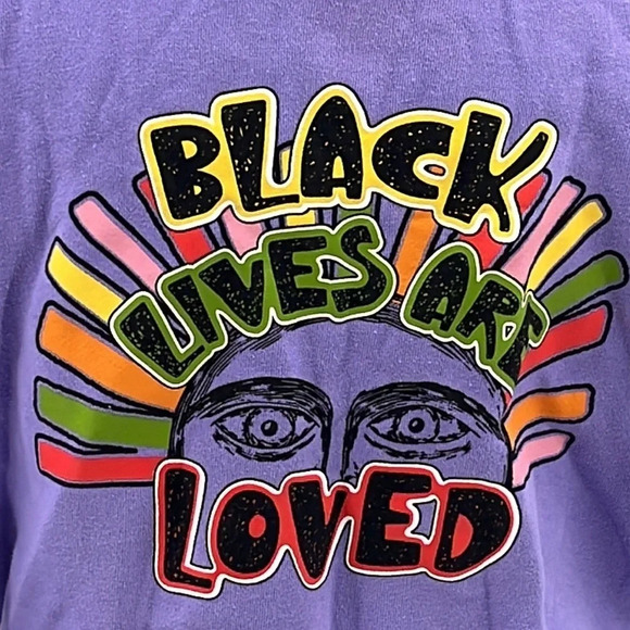 Cross Colours Black Lives Are Loved Cropped Sweatshirt in Lilac - Size Small - Picture 4 of 11